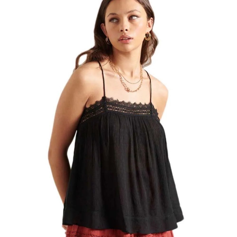 Superdry Alana Gauze Cami Black Tank Top Women’s 4